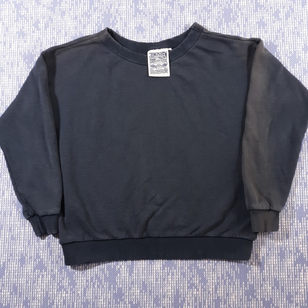 Jungmaven Sweatshirt Pullover Womens M Relaxed Fit Blue Hemp Organic Cotton Flaw